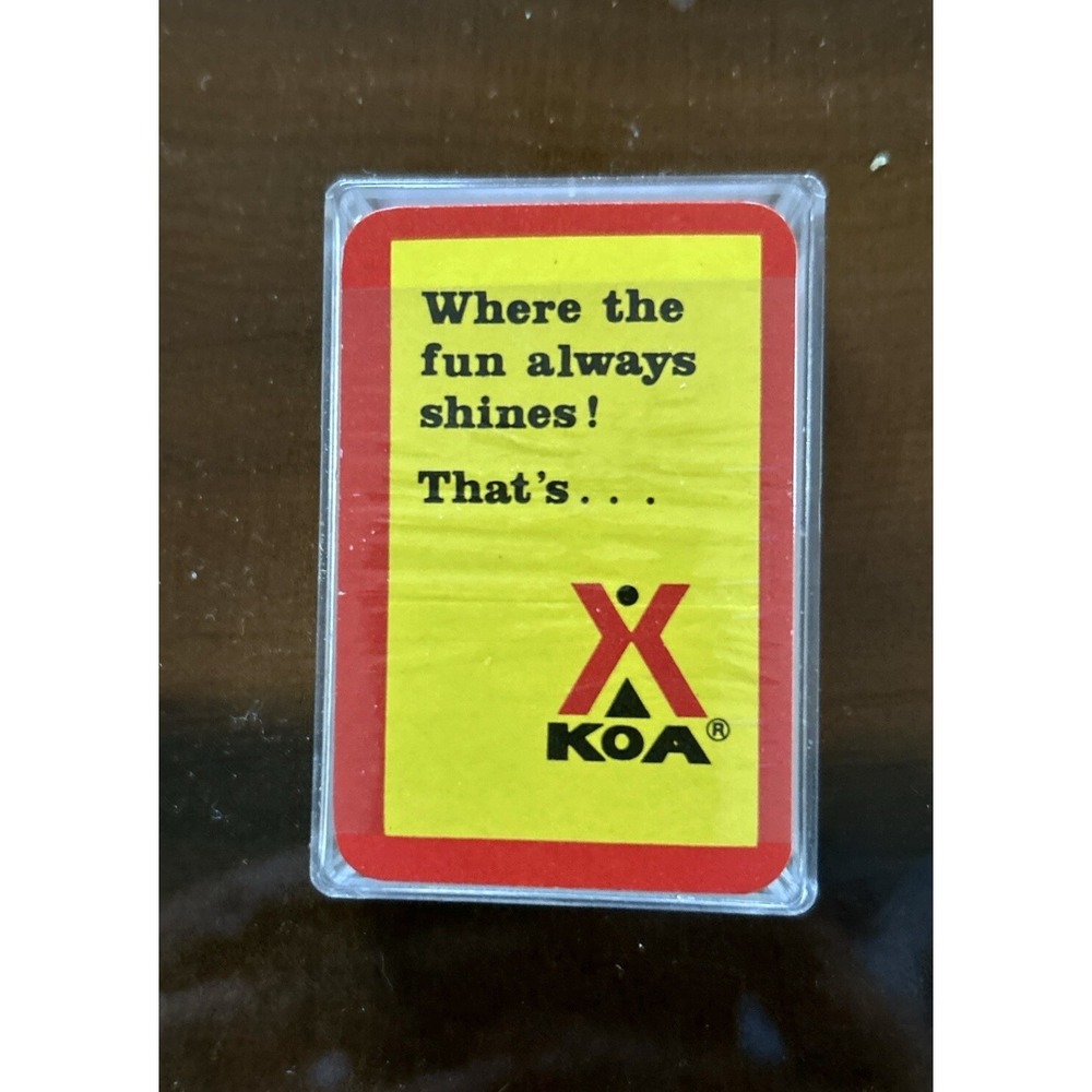Vtg KOA Camp Advertise Miniature Mini Small Playing Card Deck with Plastic Case